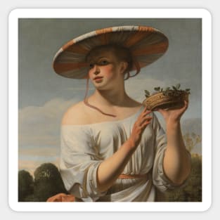 Girl in a Large Hat by Caesar van Everdingen Sticker